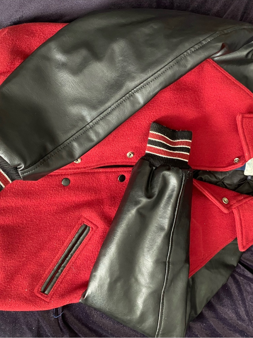 Unisex Red and Black Varsity Jacket - Classic Wool & Leather Style